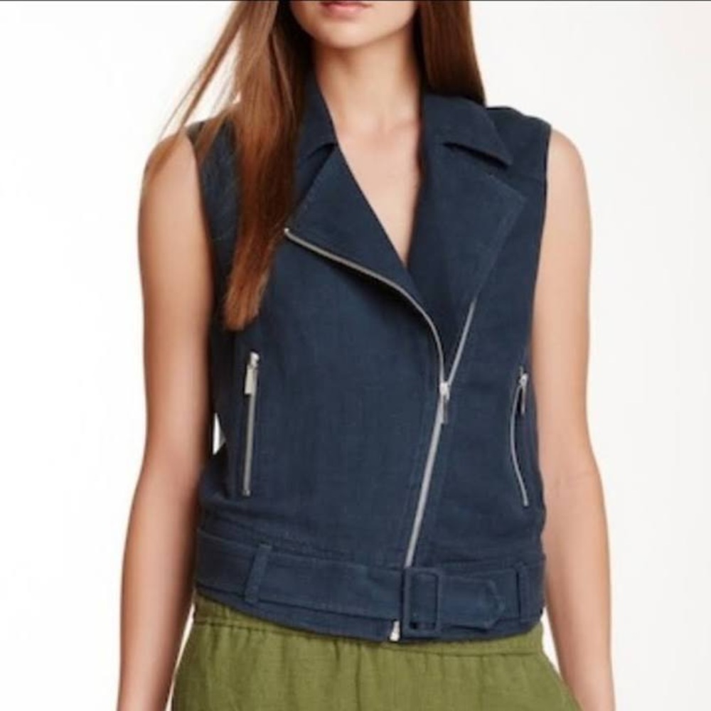 Elizabeth and James blue linen biker vest